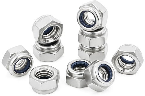 M10 Stainless Steel Lock Nuts,10mm Self Nylock Locking Nuts with Nylon Inserts (Pack of 30)