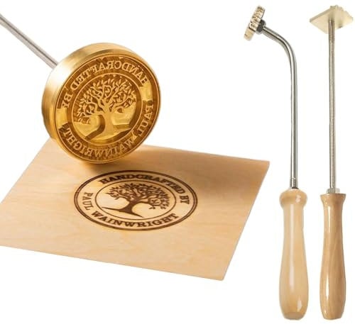 Personalised Branding Iron for Wood, Durable Custom Logo Metal Branding Iron for Wood Burning Stamp Leather Meat, Handcrafted Design Weddings & Personalized Gifts, Flame Heated