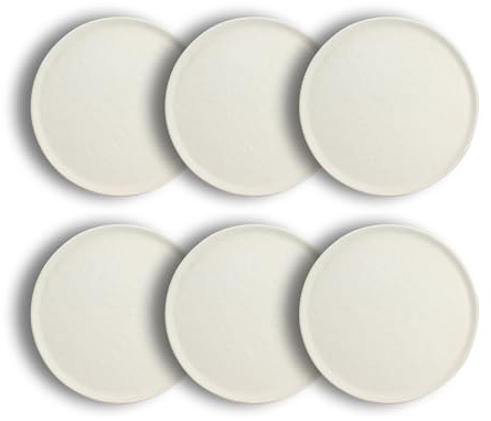 OGO LIVING - Lot 6 assiettes plates snowstack 27cm en grès blanc mat - 2614840