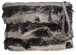 Gave Lux GLX22847723FBG Damen-Clutch aus echtem Leder, hergestellt in Italien, 27 x 34,5 x 2 cm, dunkelgrau, 27x34,5x2