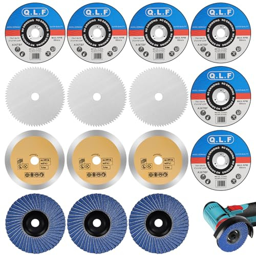 NUTKIT Trennscheiben, 15 Stück Trennscheibe 76mm, 4 Sorten Trennscheiben & Fächerscheiben Set für Mini-Winkelschleifer, Scheiben, Schleifscheiben für Metall Stahl Eisen Edelstahl Holz Keramik Fliese