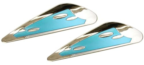 RECAMBO Design Scheibenwischer Spoiler Andruckverstärker Universal Chrom-Blau - aerodynamischer Andruckverstärker - verbessertes Wischbild bei Tempo - universell - werkzeugarme Montage - wetterfest