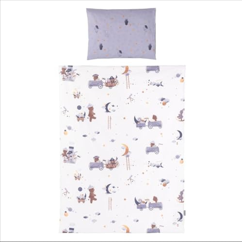 Chipolino Babybettwäsche 3-teilig, Decke 130 x 100 cm, Kissen 45 x 35 cm, Laken lila Sterne