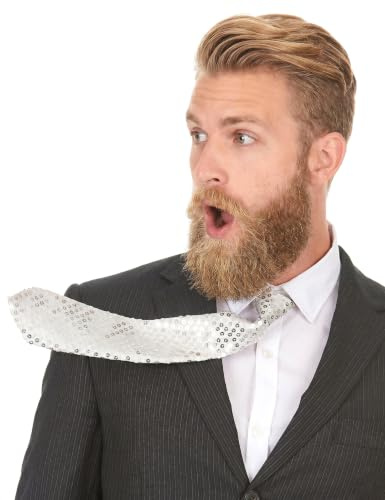 DEGUISE TOI Vegaoo Unisex Karneval-Krawatte mit Pailletten weiss-silber
