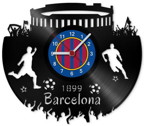 GRAVURZEILE Schallplattenuhr Barcelona - 100% Vereinsliebe - Upcycling Design Wanduhr aus Vinyl Made in Germany