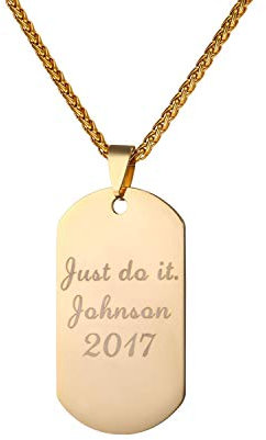 U7 Placas Grabadas Acero Inoxidable 316L De Hombres Collares Dorados Chapas Militares Personalizables Oro 18k Joyerías Identificativas para Amigos ID Dog Tag Personalizado