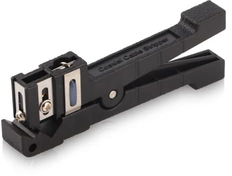 Pelacables de fibra óptica, Cuchilla peladora de cable coaxial horizontal, Cortador de cable de fibra óptica Herramienta de pelado manual, 45-165, Diámetro de pelado de 4.8 mm-7.9 mm, Negro