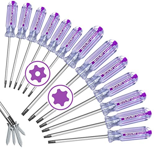 BOENFU Juego de destornilladores Torx de 13 piezas de destornilladores de seguridad Torx resistentes, T5 T15 T6 T8 T10 T25 T30 T7 T27 T40 T20 T9 T4 juego de destornilladores en forma de estrella para