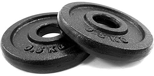 TnP Distribution Round Cast Iron 1 Standard Weight Plates Disc 0.5KG Pair Hammertone for Dumbbell Barbell Bar Weights Set