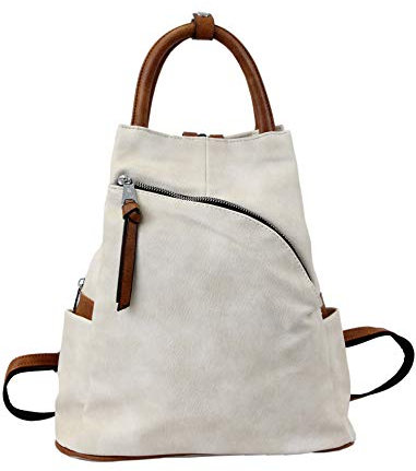 irisaa Damen Rucksack Daypack Tasche Umhänge Tasche Schulrucksack Schultertasche für Frauen und Mädchen, Damen Tasche:Beige
