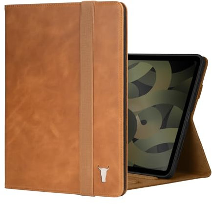 TORRO Lederhülle Kompatibel mit iPad Air 11 (2025/2024) und 5./4. Gen (2022/2020) - iPad Air M3/M2 Hülle mit Standfunktion, Apple Pencil Konnektivität und Wake/Sleep Funktion (Hellbraun)