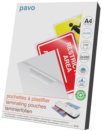 Pavo - Laminierfolien A4 2 x 250 (500) Mikron, 100 Stück, glänzend