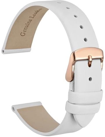 WOCCI 12mm Elegantes Uhrenarmband für Damen mit Roségoldener Schnalle (Weiß)