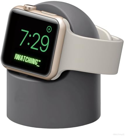 iWatching Charger Stand Silicone Dock Holder for Apple Watch Series Ultra 2,Ultra, SE2, SE, Series 10 9 8 7 6 5 4 3 2 1 (49/46/45/44/42/41/40/38mm), Supports Nightstand Mode (Gray)
