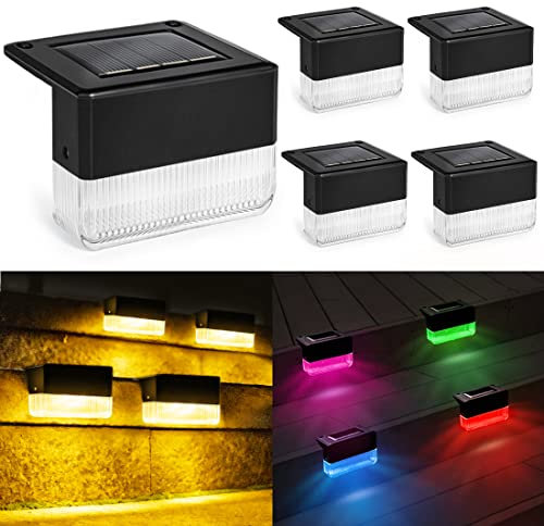 YOFIG Solarlampen für Außen Garten, Wasserdichte Solarleuchten Garten Deko, Gartendeko 4 Stück Led Solar Gartenleuchten für Balkon Deko und Terrasse, Solarleuchte mit 2 Modi-Warmweiß/Farbwechselnde