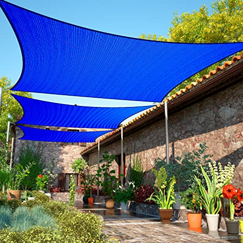 ShadeMart Voile d'ombrage rectangulaire smTAPR1416 de 19' x 22' - Bleu - Résistant à l'eau et à l'air et aux UV - Lourde et résistante aux UV - Pour carport et terrasse - Nous adaptons la taille