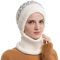 WANYI 2 in 1 Winter Mütze für Damen Wintermütze Strickmütze mit Schal Warme Mütze Kreis Schal Set Winddichte Balaclava Sturmhaube mit Fleecefutter 55-60CM (87 Weiß)