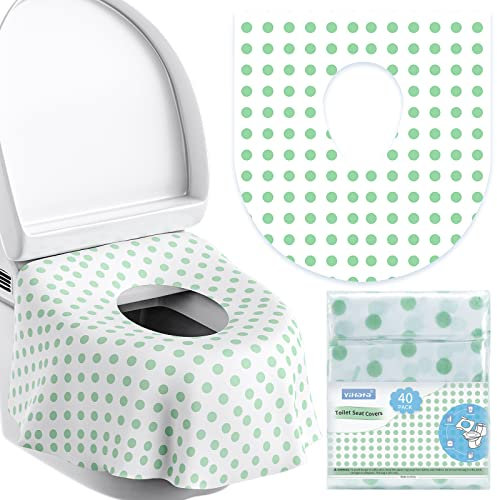 YIHATA 40 Stück Einweg Toilettenauflage Toilette Auflage Toiletten Sitzbezug für Kinder und Erwachsene Universal Töpfchentraining Toilette Töpfchentraining Liners Reisezubehör, einzeln verpackt Grün