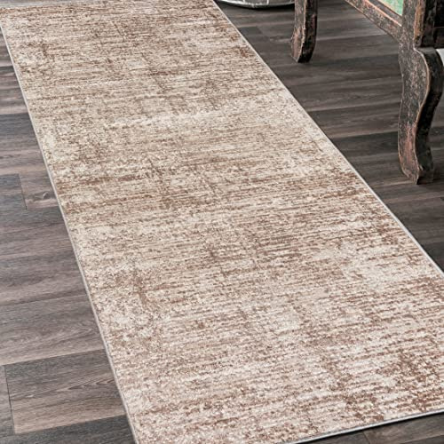 Mazovia Läufer Flur 80x300cm Creme Abstrakt Weich Pflegeleicht Kurzflor | Teppichläufer für Küche Waschküche Schlafzimmer Beige Fußbodenheizungsgeeignet Reinigungsmittelbeständig Verkauf pro Meter