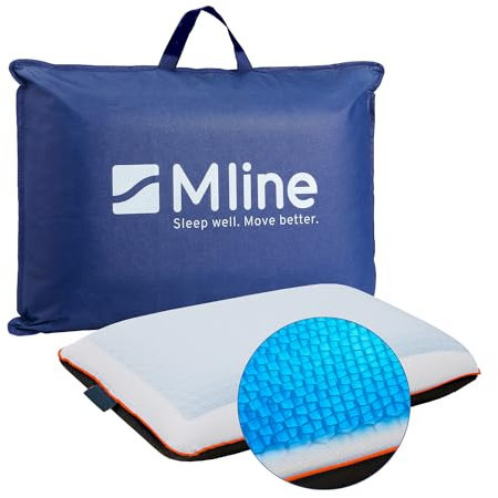 M LINE | Fresh Pillow | Kühlendes Kopfkissen mit Patentierte Gel - Ergonomisches Gelkissen mit Memory Foam - Blau/Weiß - 60 x 40 x 13 cm