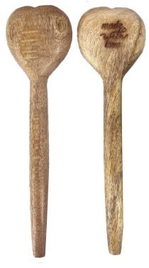 Natural Mango Wood Heart Wooden Spoons (Pair of 2)