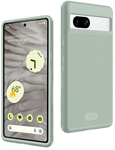 TUDIA DualShield Grip Designed for Google Pixel 7a Case (2023), [MergeGrip] Military Grade Dual Layer Shockproof Slim Tough Non-Slip Heavy Duty Protective Phone Case Cover - Green Lily