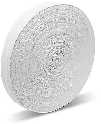 Baumwoll Schrägband 50mm 45m Nahtband Baumwolle Weiß/Schwarz/Retro Weiß Baumwoll Gurtband Fischgräten-Baumwoll-Webbing mit Fischgrätenstich Baumwollband für Heimwerker Handwerk Nähen Stricken(Weiß)