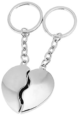 Schlüsselanhänger Herz geteilt (2-teilig) | Premium Silber Plated versilbert | Partner-Geschenk | Inkl. Box