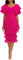 VERWIN Vestido maxi de mujer con flecos de cintura alta con cuello en V con borlas en niveles vestido de volantes mangas bodycon vestido de fiesta, Rosa., XL