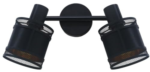 REV – Wand- oder Deckenlampe 2-flammig im Vintage-Look mit E14 Fassung – Deckenleuchte schwenkbar aus Metall und Stoffbezug in schwarz – Wandlampe für Wohnzimmer, Schlafzimmer & Flur