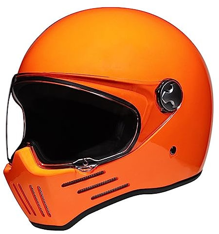Vintage Motorradhelm Integral-Motorradhelm Mit Visier DOT/ECE-Zugelassener Motorrad-Straßenhelm Für Erwachsene Männer Frauen Roller Moped Motorradhelm H,L
