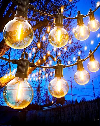 Zuske 45M/150FT Festoon Lights Outdoor Mains Powered, LED Garden String Lights with 73+3 G40 Shatterproof Bulbs, IP65 Waterproof for Outside Indoor Backyard Gazebo Porch Patio Cafe Bistro(Warm White)