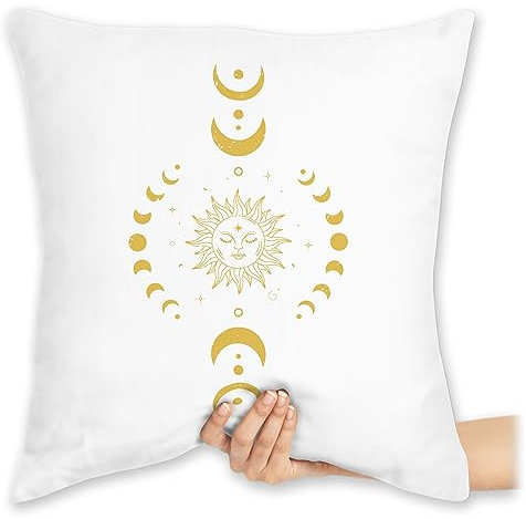 Kissen 40x40 Zierkissen - Yoga Namaste Mandala Chakra - 40 x 40 cm - Weiß - Joga mit bezug Meditation Geschenke Fans für Alles Motiven Motiv