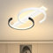 LED Deckenleuchte Dimmbar Deckenlampe Schwarz Wohnzimmerlampe 55W mit Fernbedienung 2-Ringen kreis Deckenleuchte Schlafzimmerlampe Arbeitzimmer Büro Modern Led deckenbeleuchtung-60cm Schwarz Weiß