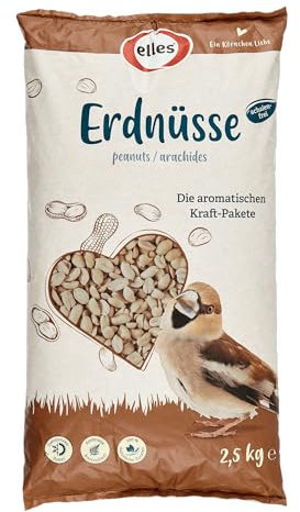 Elles Erdnüsse für Wildvögel 2,5 kg I 100% natürlich I Schalenfrei & Ambrosia-kontrolliert I Energiereiche & schmackhafte Ganzjahresfütterung | Aromatische Kraftpakete