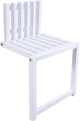 WYOERN Klappstuhl, Wandmontage, unsichtbarer Schuhwechselhocker aus Massivholz, klappbar mit Stützbeinen, platzsparend, Sitzbank, Duschstuhl, Weiß