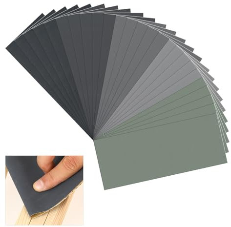 Schleifpapier, 25 Stück Schleifpapier mit hoher Körnung, 1000 2000 3000 5000 7000 Schleifpapier, 9 x 3,6 Zoll Nass-Trocken-Schleifpapier, Schleifpapier für das Schleifen von Holzmöbeln im Automobilber