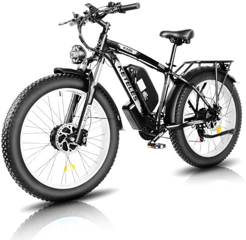 KETELES 26” Electric Bike for Adults with Dual Motors, 48V 23Ah Removable Battery, Off Road E-bike with 4.0 Fat Tyre, 21 Speed Ebike, Electric Cycles for Men and Women (Height over 175cm)
