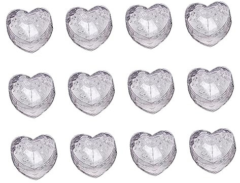 Mikikit 12 Stücke Herz Form Eiswürfel Leuchtende Dekorationen Licht Licht-up Eiswürfel Party Liefert