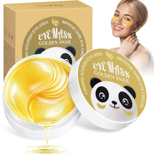 Frmingdocj Augenpads Augenmaske gegen Augenringe, Tränensäcke, Falten & Schwellungen - 60 Stück Golden Snail Augenpads mit Kollagen für Anti-Aging