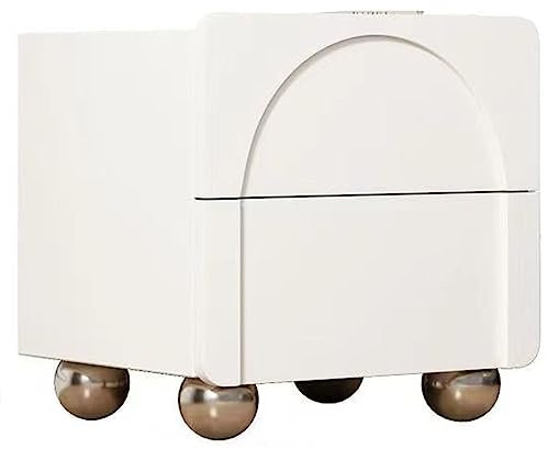 CASEGO Einfacher Nachttisch mit Zwei Schubladen. Die Höhe der Trennwand ist moderat, um praktische kleine Schließfächer für den Haushalt aufzunehmen (White 50CM)