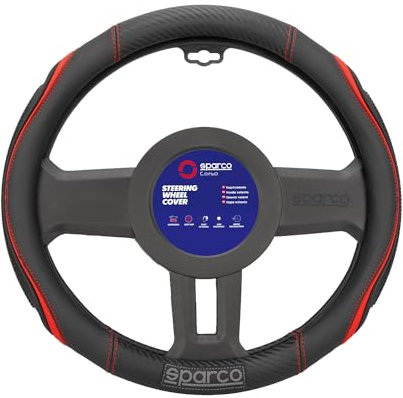 SPARCO Lenkradbezüge Lenkradschoner Lenkradschutz Rot Schwarz Gummi ø37-38 cm