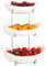 kiss me Tiered Fruit Basket for Kitchen Countertop, 3 Tier Ceramic Fruit Bowl Sets with Metal Stand White Fruit Serving Holder for Snacks Nuts Candy Cake Vegetable Storage (#3 Silver Stand)