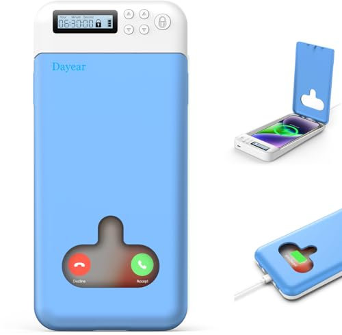 Handy Gefängnis, Dayear Handy Safe Box Verschließbare Box Mit Schloss für Android/iPhone (Max 6,7 Zoll) um Kindern/Schülern/Selbstkontrolle (Blau)