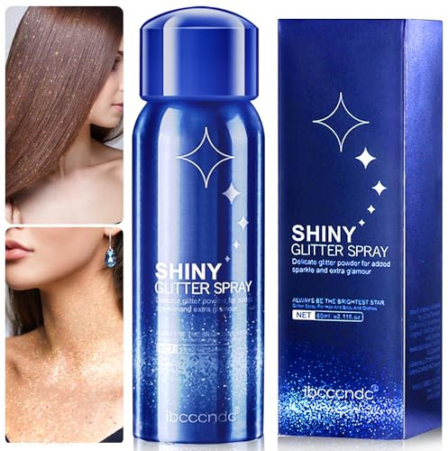 ELF-GRETTER Paillette Spray pour Cheveux et Corps, 60ML pour Vêtements et Visage, Glitter pour Carnaval Halloween Noël Festival Fête D'anniversaire