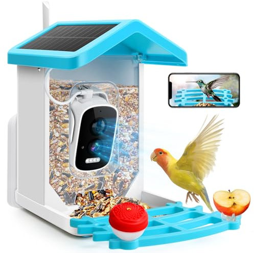 Bird Feeder with Camera, 2K HD AI Identify Bird Species & 64G SD Card, Smart Bird House with Cam, Solar Bird Feeder Camera, Bird Watching Camera, Auto Capture Bird Videos, Gifts for Bird Lovers