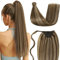 LaaVoo Extensiones Coleta Castaño Oscuro Iluminado Rubio Caramelo Extensiones Pelo Natural Coleta Liso 30cm/12Pulgadas Coleta Extensiones Pelo Natural 70g #P4/27