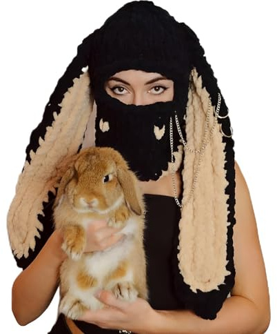 JAWSEU Niedlicher Hasen Plüsch Hut, Rabbit Ears Knit Hat Crochet Knitted Hat Long Ear Bucket Hat Warm Plüsch Häschen Hut Kaninchen Kostüm Foto Booth Requisiten Geschenk für Kinder Mädchen Freundin