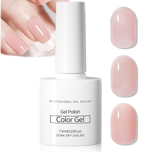 Natural Pink Jelly French Manicure Gel Polish - Nude Builder Primer for DIY Nail Art, Transparent Soak-Off LED Varnish - Perfect for Women and Girls at Home