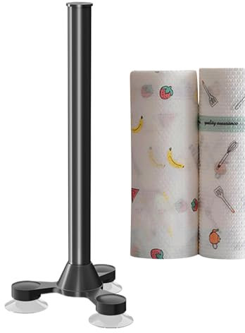 Stehender Papierrollenhalter, freistehender Küchenrollenhalter auf Rolle mit Saugnapf, Toilettenpapierhalter für Küche und Bad